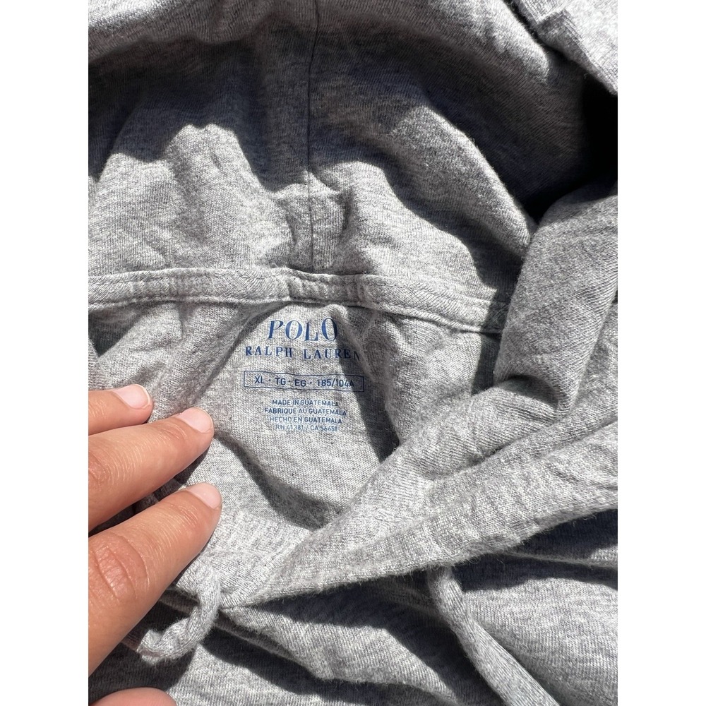 Polo Ralph Lauren Hoodie Pullover Gray Men's XL Spell Out Sport Bear - Picture 2 of 4